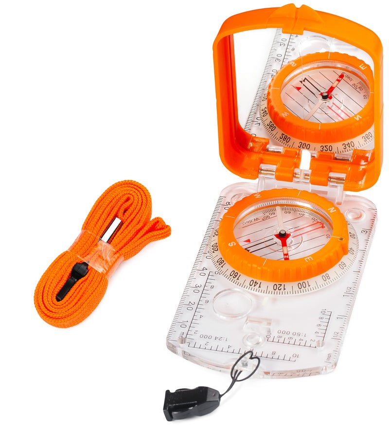 TurnOnSport Sighting Compass Mirror Adjustable Declination - Boy Scout Compass Survival Camping Base Plate Compass Kids Navigation Orienteering Compass Hiking Map Reading Military Compass Backpacking Clinometers - Image 1